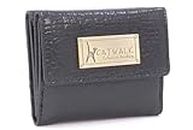 Catwalk Collection Handbags - Monedero Pequeño para Mujer de Piel - con Caja de Regalo - Protección RFID - Compartimentos para Tarjetas de Crédito y Monedas - Eve - Negro