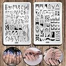 2Pcs stamping nail art French stencil unghie nail art,Strisce turbinio Snake patterns disegni stampino french unghie,14.5*9.5cm Stainless Steel nail stamping plate DIY Nails Tool per donne e ragazze