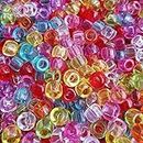 1000 perles poney paillettes 6 x 9 mm Multicolores Perles pour tresses de cheveux Perles en Acryliques pour loisirs créatifs bijoux, décorations (transparentes)
