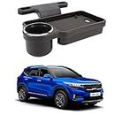 Oshotto (FT-04) Foldable Car Auto Headrest Rear Back Seat Table Drink Food Cup Tray Holder Compatible with Kia Seltos - Black