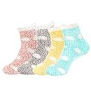 Super Soft Warm Fuzzy Stripe/Polka Dot/Gradient/Snowflake Socks - 4 Pairs - Multi -