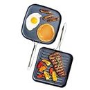 Granitestone 2 Pack Nonstick 10.5” Grill Pan + Flat Griddle Pan for Stove Top with 3x Coated Surface Perfect for Eggs Pancakes Steaks and More, Stove Top Griddle for Gas Grill, Oven Safe, PFOA Free