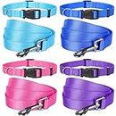 Weewooday 8 Pieces Dog Collar and Leash Set Nylon Adjustable Dog Collars and Leash Personalized Puppy Collars for Small Medium Large Pet Dog Walking Training, 4 Colors