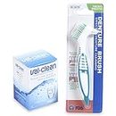 Val-Clean - Poudre concentrée pour retenue de prothèses et protection de nuit - Avec brosse de nettoyage pour prothèses dentaires et carte de référence pratique pour les soins dentaires