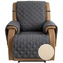 TOMORO Non-Slip Quilted Recliner Cover, 100% Waterproof Recliner Chair Slipcover Furniture Protector with Pockets, Washable Couch Cover with Elastic Straps for Kids and Pets，23 Inch