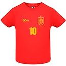 QCM PRODUTOS PERSONALIZADOS Camiseta de Fútbol Personalizada | España | Bebé | no Oficial | Deporte (2 años, Roja)