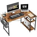 HOMIDEC L Shaped Desk 100CM Computer Desk Study Office Desk Gaming Desk Writing Table With Bookshelf Reversible Corner Desk For Home Office Studio Workstation