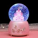Musical Snow Globe Music Box Crystal Ball illuminated Musical Ornament Melody Artware Birthday Christmas New Year Musical Gift for Girls Children Kids