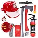 10 Pcs Fireman Gear Firefighter Costume Role Play Toy Set for Kids with Helmet and Accessories