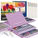 85 Piece Deluxe Wooden Art Supplies, Art Kit with Easel and Acrylic Pad, Art Set for Teens, Adults and Artist Beginners, Creative Gift Box with Wooden Case, Sketching Pencils, Artist Brushes