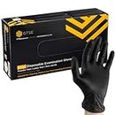 GTSE Black Vinyl Gloves, EN 455 Compliant, Powder Free, Heavy Duty Disposable Gloves, Box of 100, Small (S)