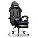 GTRACING Gaming Chair, Computer Chair with Footrest and Lumbar Support, Height Adjustable Gaming Chair with 360°-Swivel Seat and Headrest (Black)