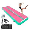 VOFiTNY All Purpose Gymnastics Air Mat 10’x3.3’x4’’ Sturdy Tumble Track for Home/Gym Pink/Green