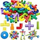 AEXONIZ TOYS Pipe Puzzle Shape Building Block Game for Kids,Random Color,75+ Piece (Pipe Puzzle Building Block Toys)