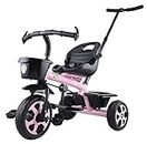 Toyzoy Pluto Kids Trike|Tricycle with Parental Push Handle for Kids|Boys|Girls Age Group 2 to 5 Years, TZ-548 (Black & Pink)
