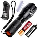DGM 500 Meter Zoomable Laser LED CREE Waterproof Rechargeable 5 Mode Metal Body Flashlight Torch Outdoor Lamp Industrial Security Purpose Military Grade Search Light 20W Multicolor (3 Year Warranty)