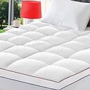REGOUG Soft Mattress Topper Full Size Extra Thick Mattress Pad Mattress Protector Breathable Pillow Top Mattress Cover 8-21 Inch Elastic Deep Pocket - Overfilled with Down Alternative(54"x75", White)