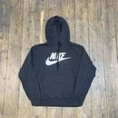 Nike Hoodie Mens Y2K Small Swoosh Club Logo Pullover Sweatshirt, Black, Medium