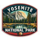 Yosemite National Park Patch Iron-on Applique Nature, Upper Lower Falls, Forest