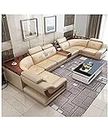 LUKRAIN Leatherette Sofa Set/ 2+1+1+1+2 7 Seater/U Shape Sectional Sofa Set/Without Centre Table for Your Living Room/Office/Dining Room/Hall (Color Beige) 18 Months Warranty
