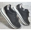 Michael Kors Black Monique Platform Sneakers Canvas Trainer Shoes Size 8.5M New 