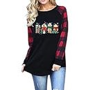 Deals of The Day Pull Noël Femme Womens Daily Christmas Print O Neck Tank Tops Chemises à Manches Longues Casual Loose Tees Gommages pour Femmes Today 2023