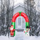 Arco inflable de Navidad de 8 pies con decoraciones exteriores de Santa y muñeco de nieve