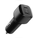 Spigen USB C Car Charger, 65W Dual USB Car Charger Fast Charge (PD 3.0 45W + 20W) Type C Car Adapter for iPhone 14 13 Pro Max SE 2022 12 Mini Pixel 6 MacBook Air iPad Galaxy S22 S21 Ultra Plus Note