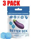 3 PACK - Better Sex Male Sensual Gummies Maximum Strength Stamina Blue Raspberry
