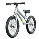 GASLIKE 16 Inch Balance Bike for Big Kids Ages 4-8 Years Old Boys and Girls, No Pedal Sports Training Bicycle, Adjustable Seat Pneumatic Tires Quick Assembly, Silver