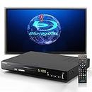 Blu Ray DVD Player,LONPOO Full HD Blu-ray Disc Player with Metal Shell,No Skip,No Picture Freeze,Noise Cancellation, 1080P Home Theater DVD Player with HDMI Output, Support HDD and USB Playback