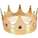 Kangaroo Regal Gold Jeweled Plastic Crown: The Ultimate King and Prince Crown Costume Accessory for Royalty-Themed Parties, Halloween, Cosplay, Roleplay and Birthday Celebrations