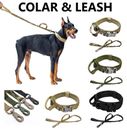 Leash + Collar Heavy Duty K9 Tactical Training Pet Dog Metal Buckle M, L, XL New
