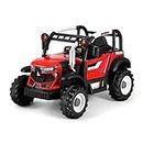Jammbo Kids Electric Ride-On Premium Tractor with Dual Control, Realistic Design, Music, Safe Driving Features & Durable Build for Boys and Girls - Bluetooth Connectivity -(Ages 2-8) - Red