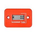 Jayron Tach Hour Meter Digital LCD Inductive Tachometer No Battery Powerful Timing RPM measuring Waterproof Design,for gas Engine Lawn Mower Motorcycle Snowmobile Generator (2/4 Stroke) (Red)