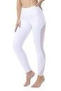 ONGASOFT Yoga Pants for Women Fitness Running Workout Leggings Tummy Control Side Pockets White