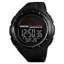 TONSHEN Unisex Large Dial Multifunction Outdoor Military Digital Sport Solar Watch LED Electronic Alarm Stopwatch 50M Waterproof Watches for Men and Women Plastic Case with Rubber Band (Black)