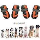 PETQYS Dog Shoes,Mesh Breathable Dog Boots for Walking Running Hiking,Soft Non-Slip Rugged Rubber Sole Dog Booties with Adjustable Straps 4Pcs,Orange-Size6