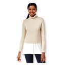 Style & Co. Womens Layered-Look Turtleneck Pullover Sweater, Brown, Medium