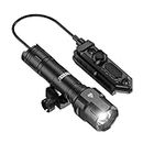 Feyachi 1200 Lumen Tactical Flashlight Matte Black LED Weapon Light with Pressure Switch, 3 Modes - High/Low/Strobe, Fixed Picatinny Flashlight Mount Black