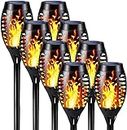 iBaycon 8 Pack Solar Torch Flame Lights, Waterproof Outdoor Solar Lights with Flickering Flame, Solar Pathway Lights for Garden Yard Patio Lawn Pathway