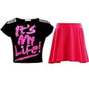 A2Z 4 Kids® Nouveau Enfants Filles It's My Life ! Crop Top - Its My Life Crop & Skirt Set Black 11-12