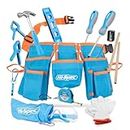 Hi-Spec 16pc Blue Kids Tool Kit Set & Child Size Tool Belt. Real Metal Hand Tools for DIY Building, Woodwork & Construction Learning Tool Kit for Kids. Gift for Boys
