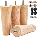 Btowin 3 inch Solid Wood Furniture Legs, 4Pcs Mid-Century Modern Wooden Replacement Feet with Threaded 5/16'' Hanger Bolts & Mounting Plate & Screws for Sofa Couch Armchair Cabinet TV Stand