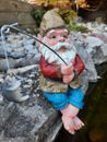 Garden Gnome Fishing & Rod + Fish Sitting 23cm Novelty Gift Present FATHERS DAY