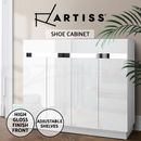 Artiss 120cm Shoe Cabinet Shoes Storage Rack High Gloss Cupboard White Drawers