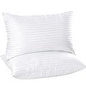 AHNEF FURNISHING 2 Pieces Cotton Luxurious Pillow Cover|Ultra Soft Cotton Striped Pillow Case|Breathable & Wrinkle Free|Pack of 2 (White)-