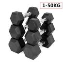 1KG-50KG Rubber Hex Dumbbell Fitness Home Gym Exercise Strength Weight Set Pair