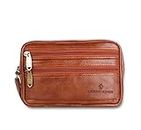 URBAN KINGS Men's Faux Leather Cash Pouch/Money Carrying Pouch/Multipurpose Travel Pouch Leather Big Wrist Clutch Bags Business Bag,Document Carry Bag,Shop Bag, High-Capacity (TAN)