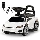 Baybee Electric Battery Operated Car for Kids, Push Ride on Toy with Music & Light Racing Baby Big Car Rechargeable Battery Ride on Car for Kids to Drive 1 to 3 Years Boys Girls (Ride White)